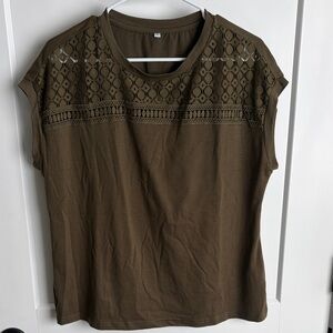 Olive Lace Detail Women's Top